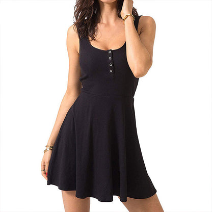 Sexy Black High Waist Mini Casual Nightdress