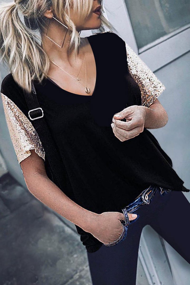 Bling Patchwork Black T-shirt
