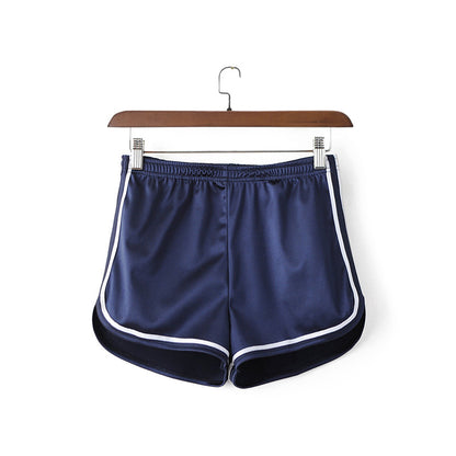 Satin Slim Casual Contrast Color Women Nightwear Shorts