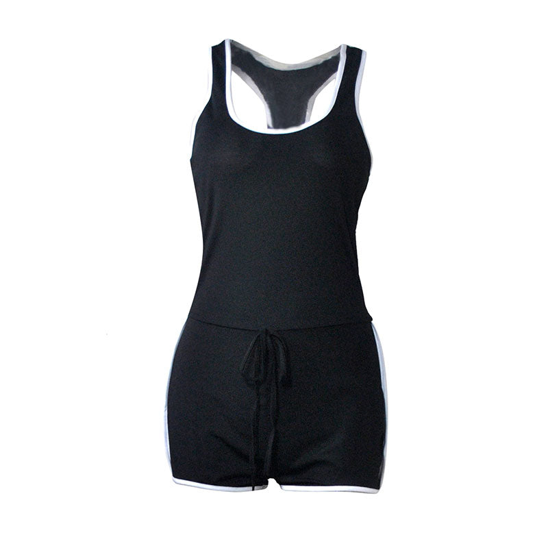 S-3XL Women Sleeveless Drawstring Waist Casual Rompers