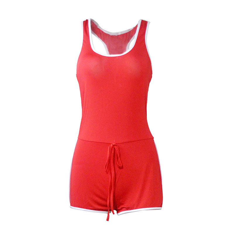 S-3XL Women Sleeveless Drawstring Waist Casual Rompers