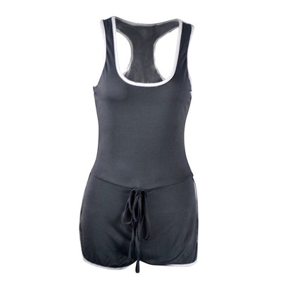 S-3XL Women Sleeveless Drawstring Waist Casual Rompers