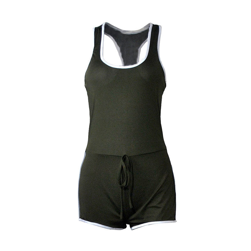 S-3XL Women Sleeveless Drawstring Waist Casual Rompers
