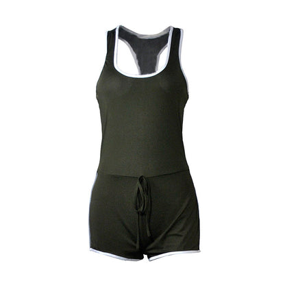 S-3XL Women Sleeveless Drawstring Waist Casual Rompers