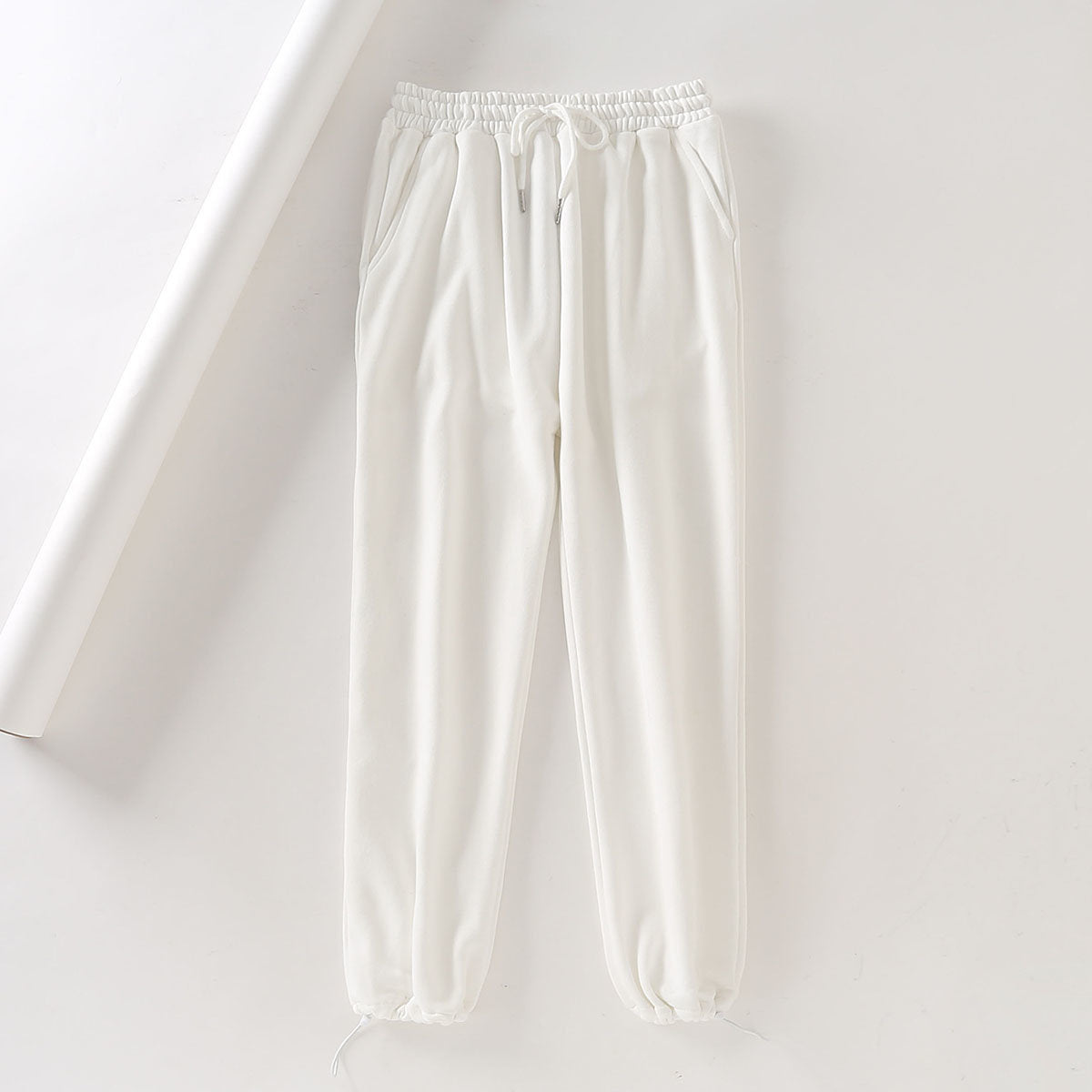 S-L Women Fashion Solid Color Elastic Waist Casual Jogger Pants