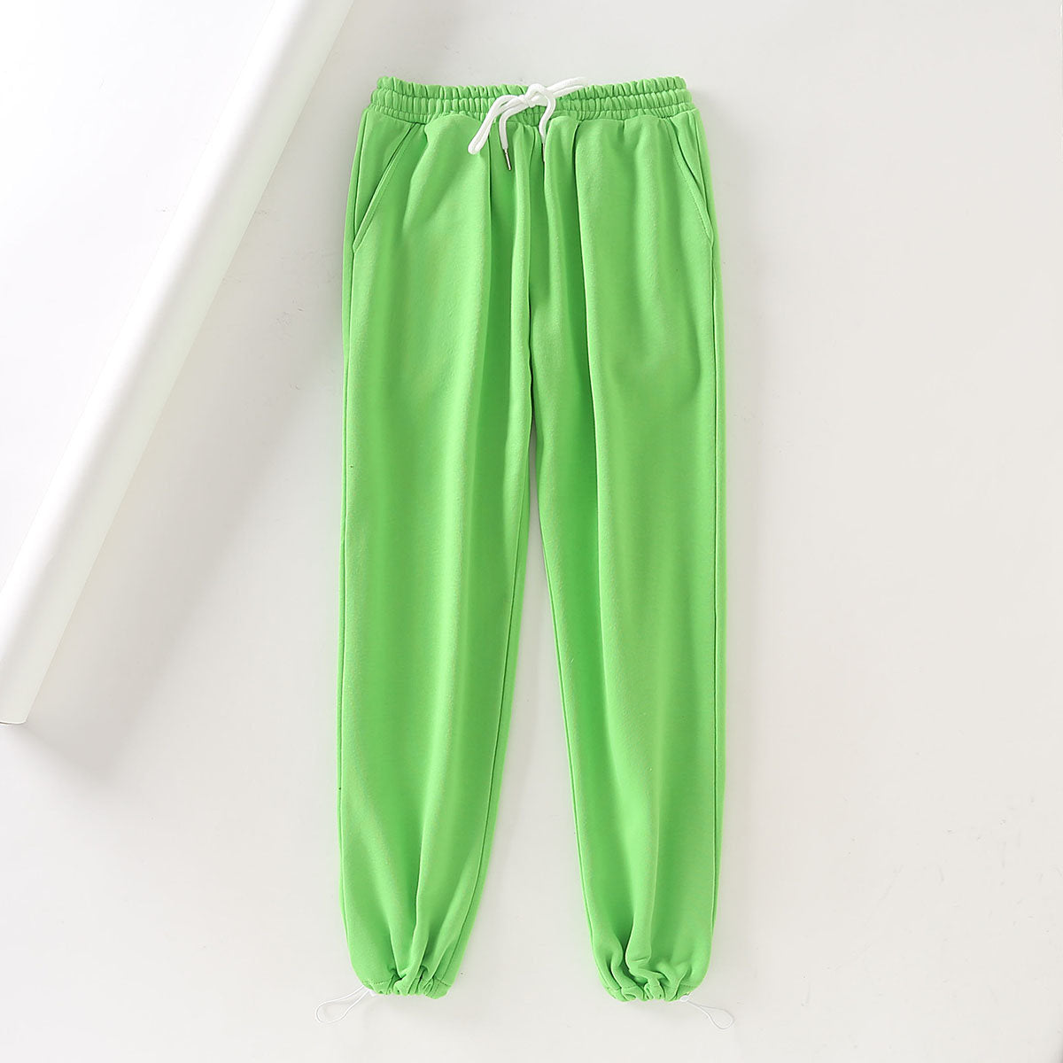 S-L Women Fashion Solid Color Elastic Waist Casual Jogger Pants