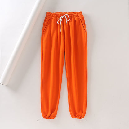 S-L Women Fashion Solid Color Elastic Waist Casual Jogger Pants