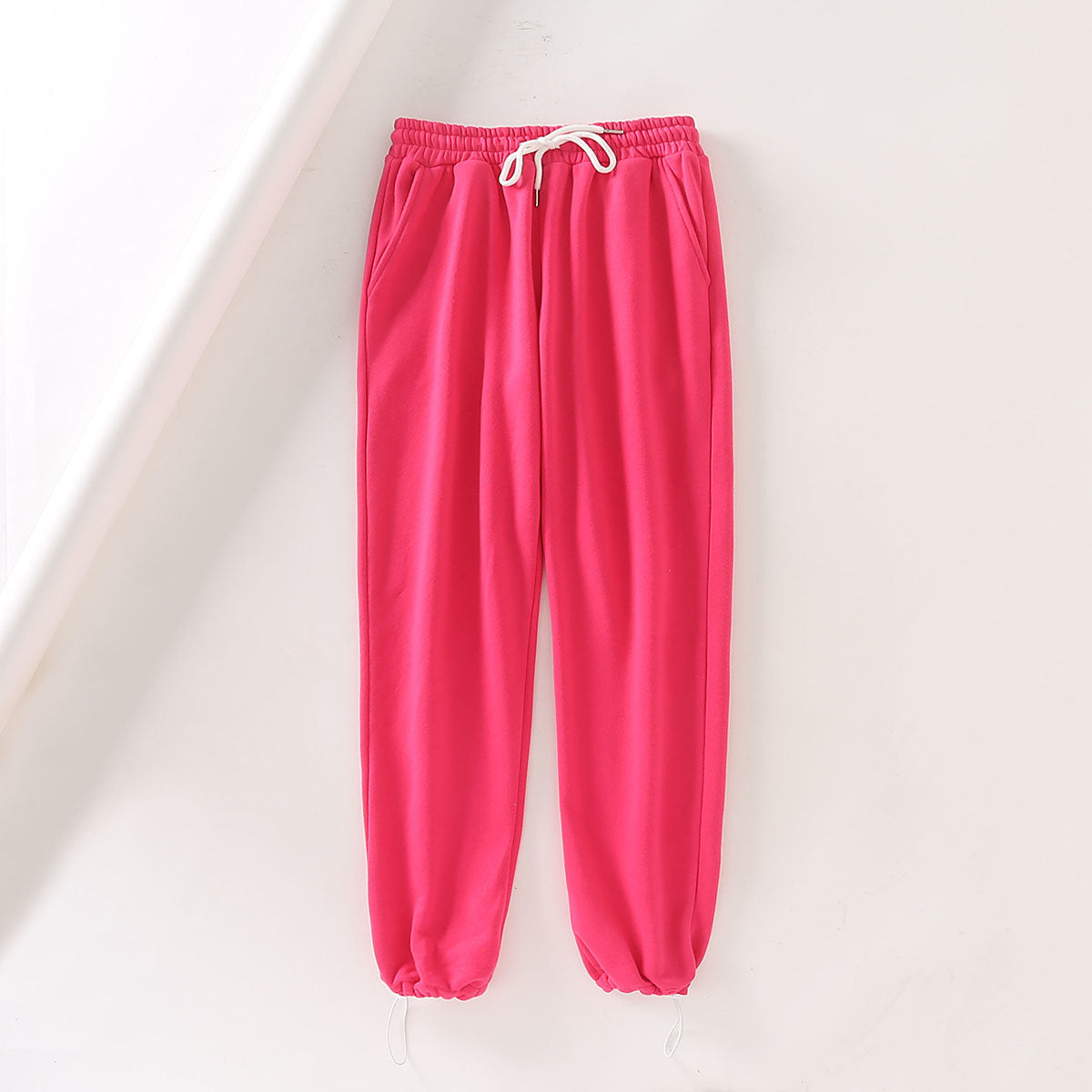 S-L Women Fashion Solid Color Elastic Waist Casual Jogger Pants