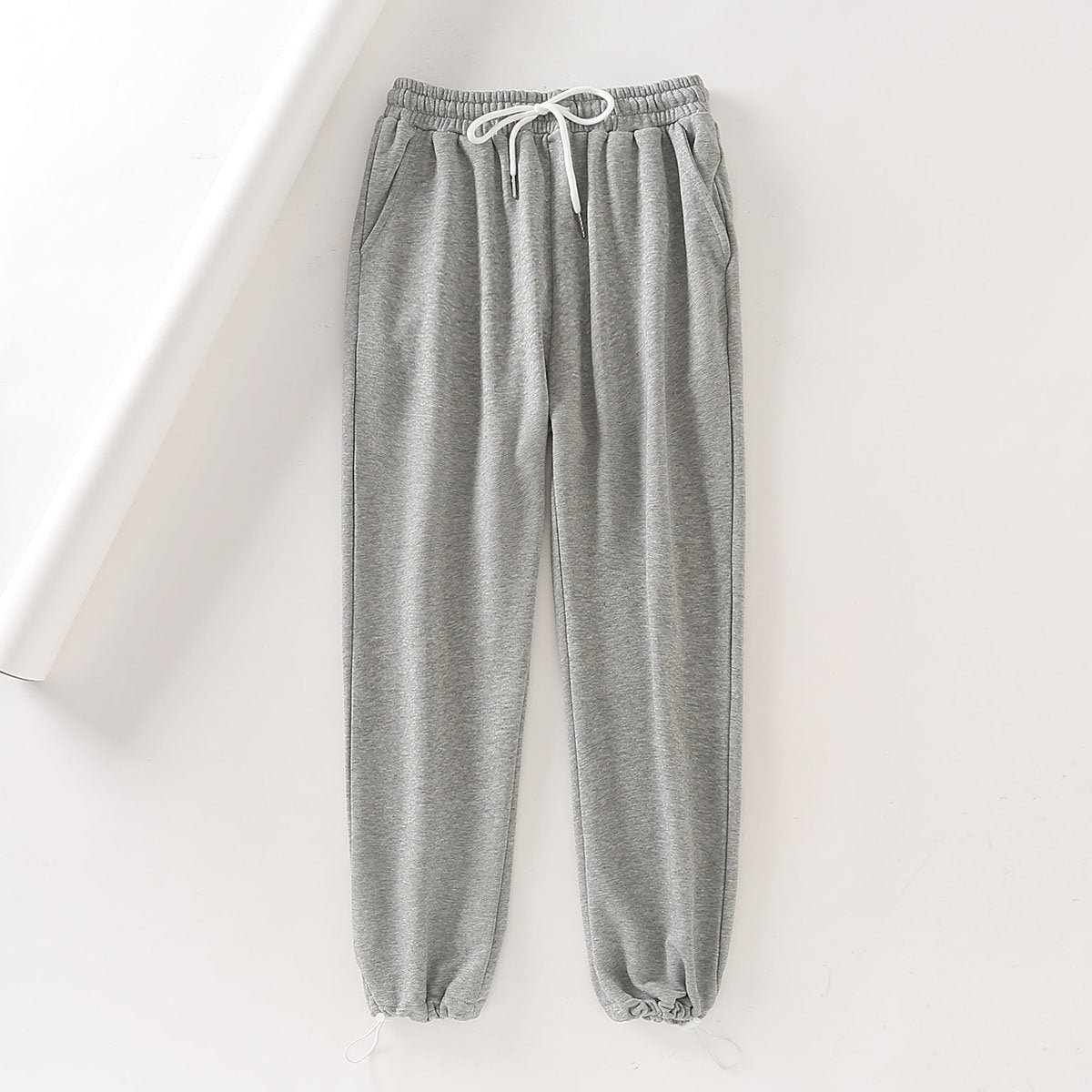 S-L Women Fashion Solid Color Elastic Waist Casual Jogger Pants