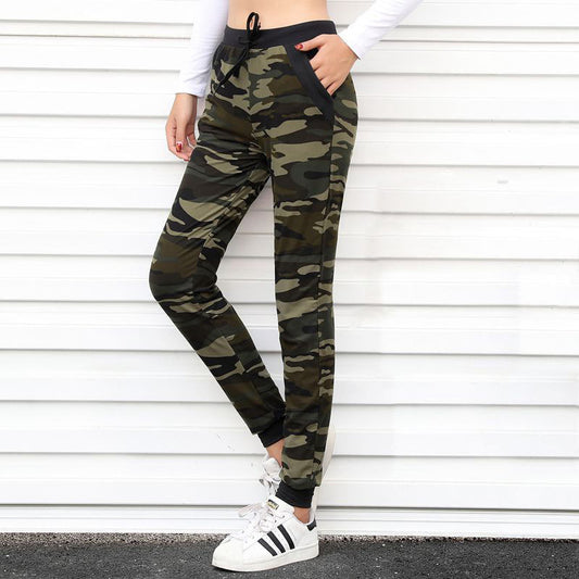 Pantalones deportivos ajustados casuales con estampado de camuflaje clásico para mujer tallas S-XL