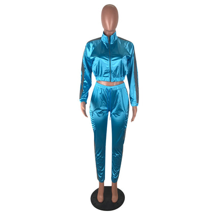 Conjuntos casuales de dos piezas de abrigo y pantalones cortos de retazos de manga larga para mujer, tallas S-XXL