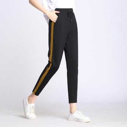 S-4XL Women Block Color Drawstring Summer Casual Pants