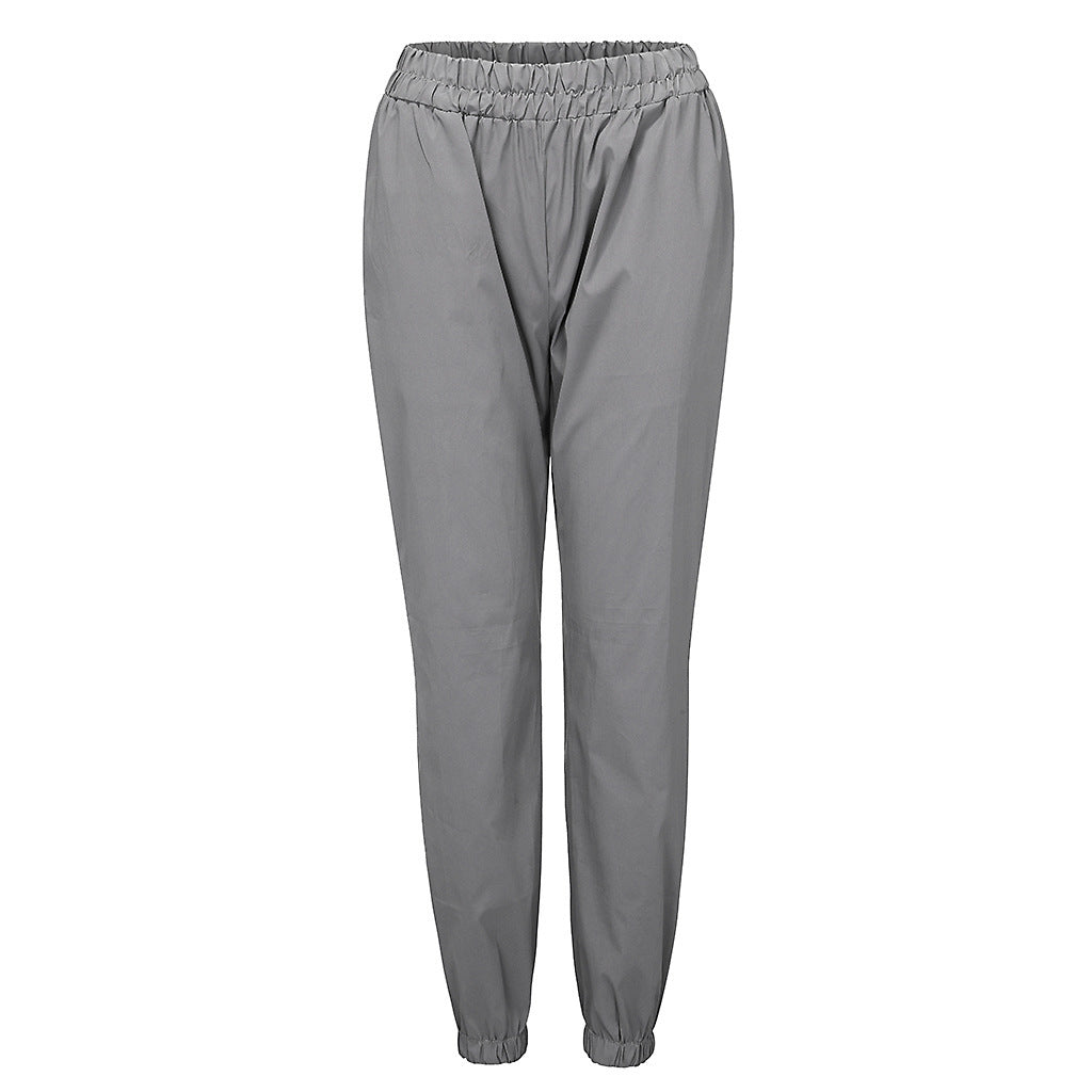 XS-3XL Women Fashion Elastic Waist Casual Reflective Jogger Pants