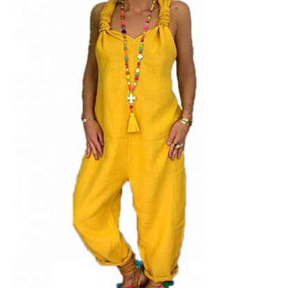 S-5XL Women Casual Solid Color Plus Size Jumpsuits