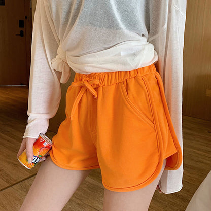 S-3XL Women Casual Solid Color Elastic-waist Loose Shorts