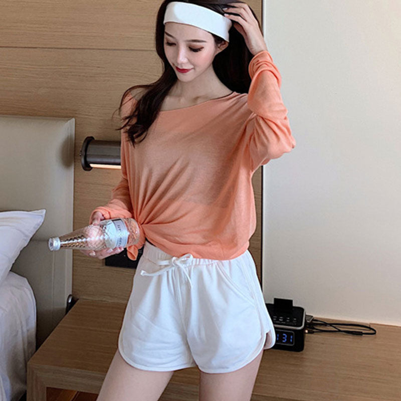 S-3XL Women Casual Solid Color Elastic-waist Loose Shorts