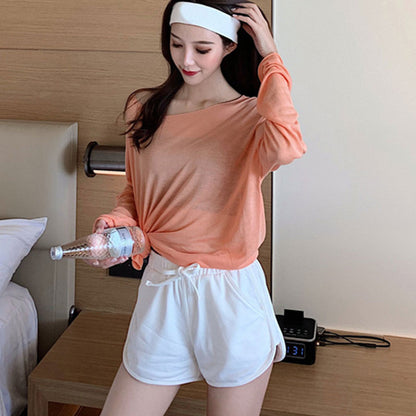 S-3XL Women Casual Solid Color Elastic-waist Loose Shorts