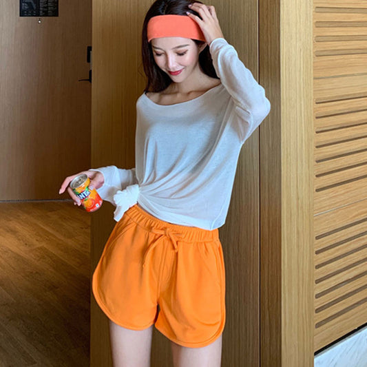 Pantalones cortos holgados informales de cintura elástica de color liso para mujer, tallas S-3XL