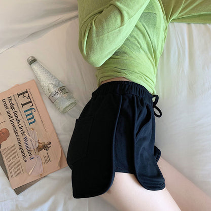 S-3XL Women Casual Solid Color Elastic-waist Loose Shorts