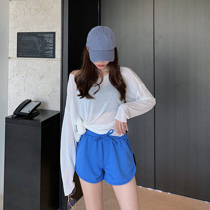 S-3XL Women Casual Solid Color Elastic-waist Loose Shorts