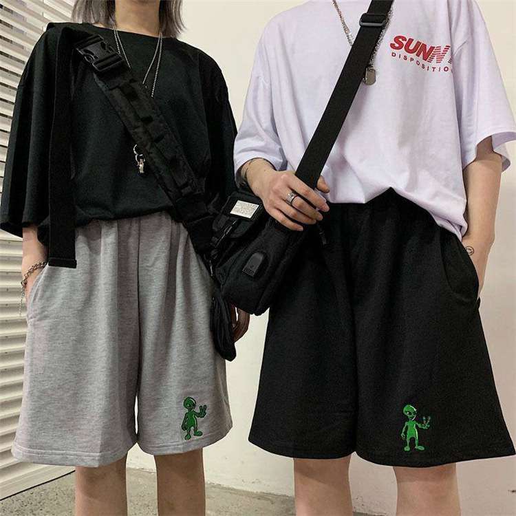 M-XXL Women Casual Cartoon Print Elastic waist Loose Shorts