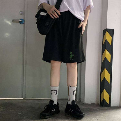 M-XXL Women Casual Cartoon Print Elastic waist Loose Shorts