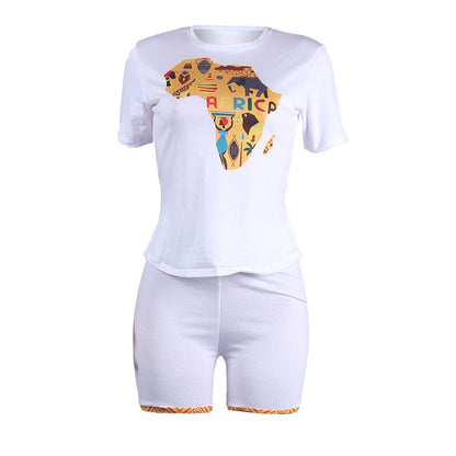 Conjuntos de dos piezas de camiseta de manga corta y pantalones cortos deportivos con estampado gráfico informal para mujer, tallas S-XL