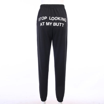 S-L Women Casual Letter Print Sports Pants
