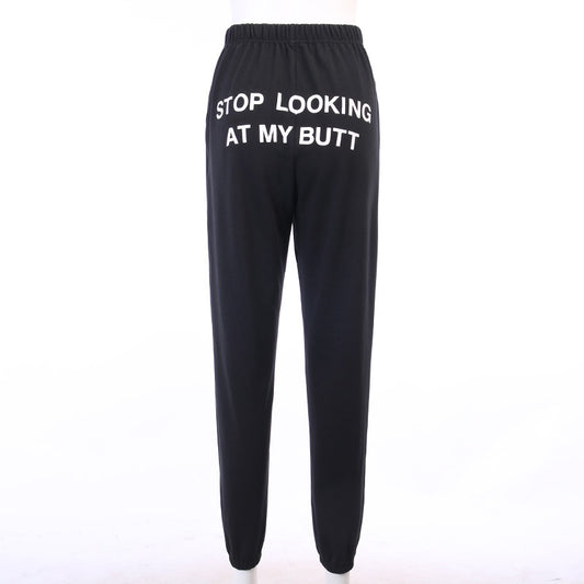 Pantalones deportivos casuales con estampado de letras para mujer SL
