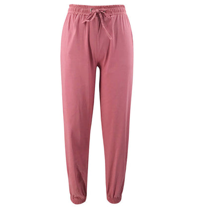S-XL Women Fashion Solid Color Casual Drawstring Waist Sports Jogger Pants
