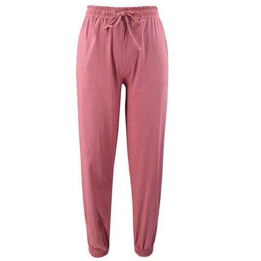 S-XL Women Fashion Solid Color Casual Drawstring Waist Sports Jogger Pants