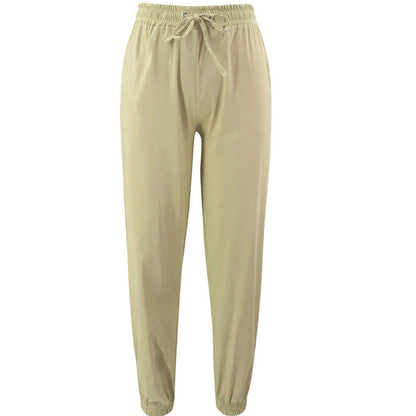 S-XL Women Fashion Solid Color Casual Drawstring Waist Sports Jogger Pants