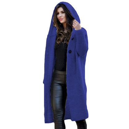 Abrigo con capucha de punto holgado informal de talla grande para mujer S-5XL
