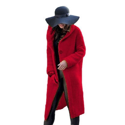 Abrigo con capucha de punto holgado informal de talla grande para mujer S-5XL