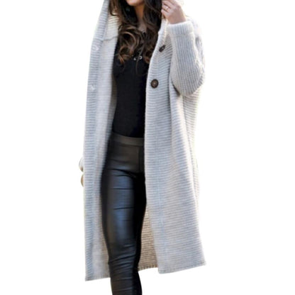 Abrigo con capucha de punto holgado informal de talla grande para mujer S-5XL