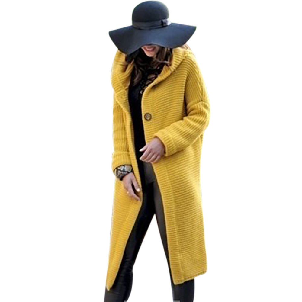 Abrigo con capucha de punto holgado informal de talla grande para mujer S-5XL