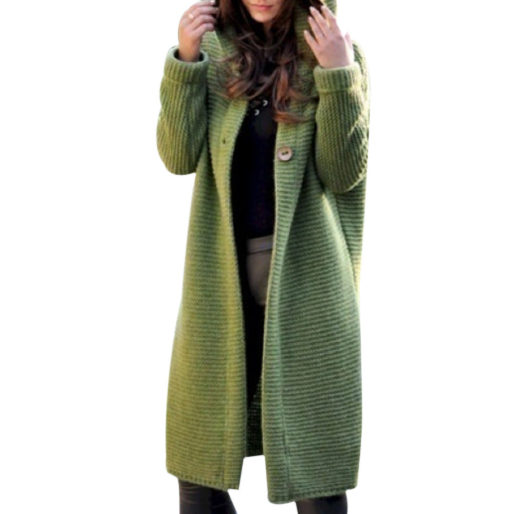 Abrigo con capucha de punto holgado informal de talla grande para mujer S-5XL