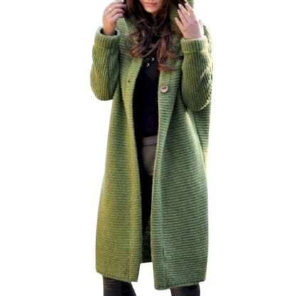 Abrigo con capucha de punto holgado informal de talla grande para mujer S-5XL