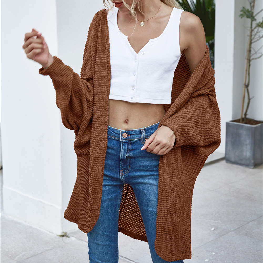 Abrigo informal de punto con mangas dolman para mujer, tallas S-XL