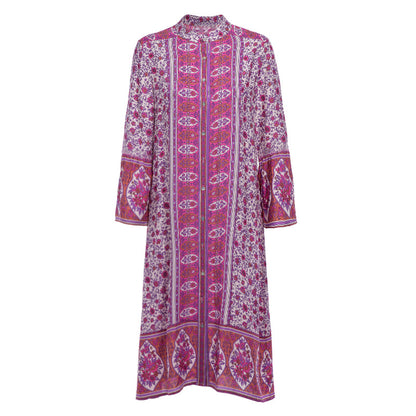 S-XL Women Casual Long Sleeve Bohemia Beach Dress