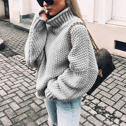 Suéter informal de cuello alto y manga dolman para mujer tallas S-XXL
