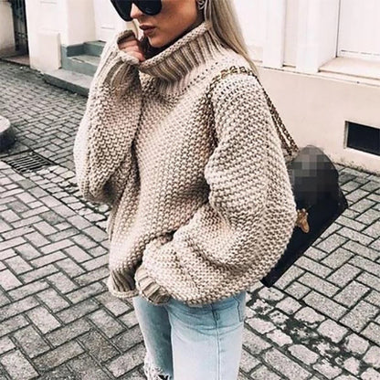 Suéter informal de cuello alto y manga dolman para mujer tallas S-XXL