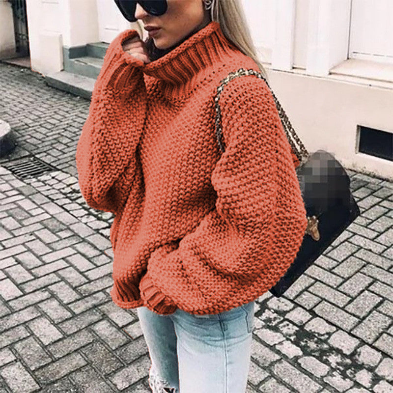 Suéter informal de cuello alto y manga dolman para mujer tallas S-XXL