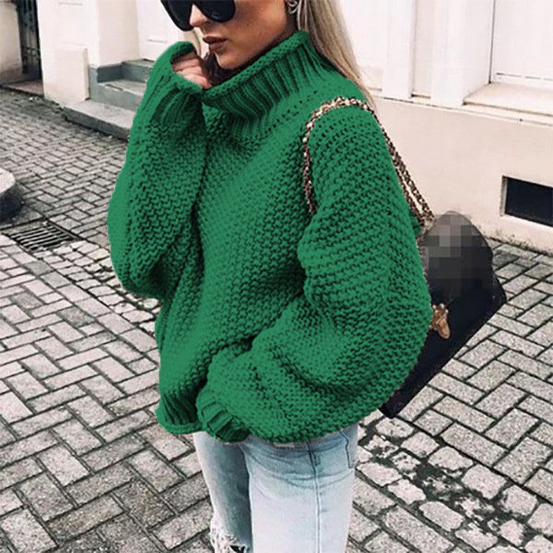 Suéter informal de cuello alto y manga dolman para mujer tallas S-XXL