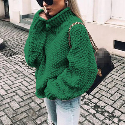 Suéter informal de cuello alto y manga dolman para mujer tallas S-XXL