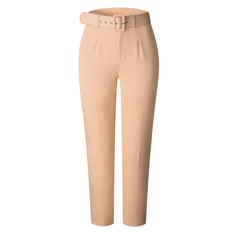 S-3XL Women Casual High Waist Solid Color Pants