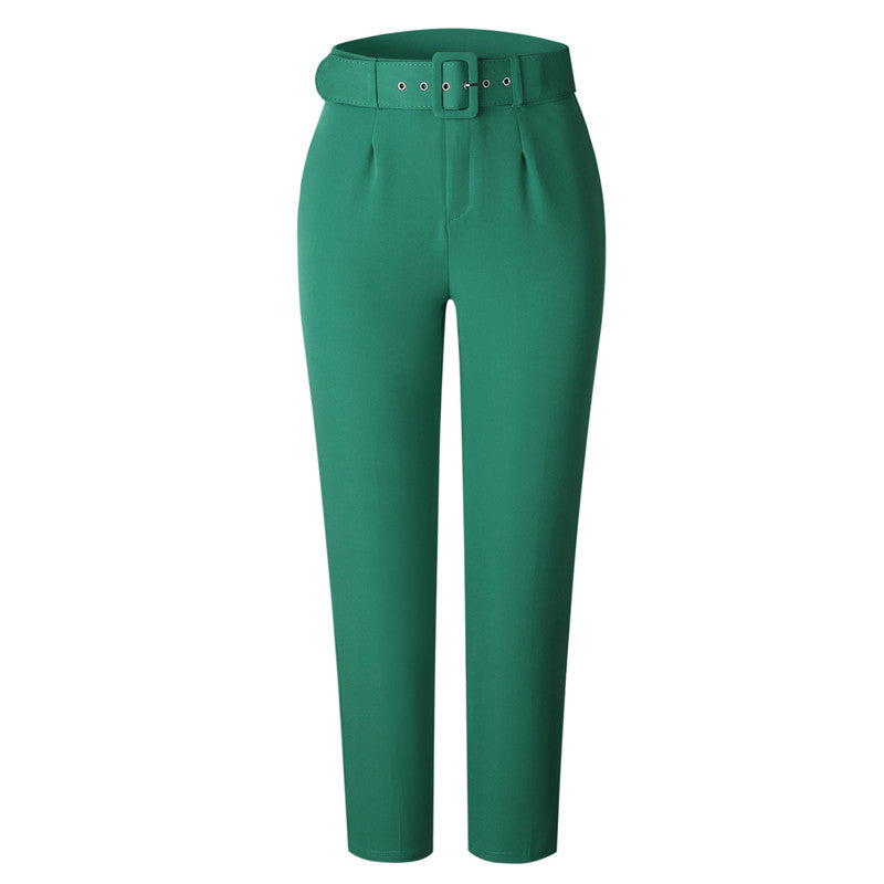S-3XL Women Casual High Waist Solid Color Pants