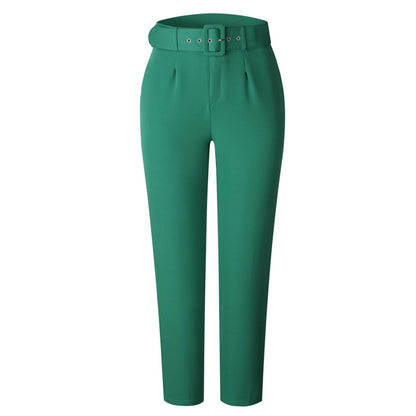 S-3XL Women Casual High Waist Solid Color Pants