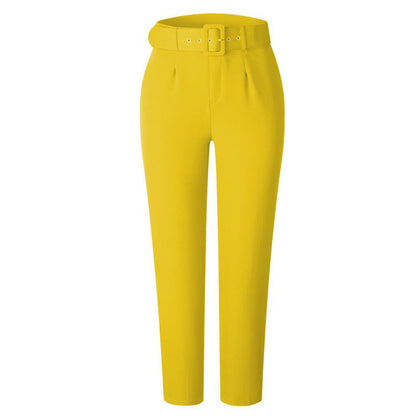 S-3XL Women Casual High Waist Solid Color Pants