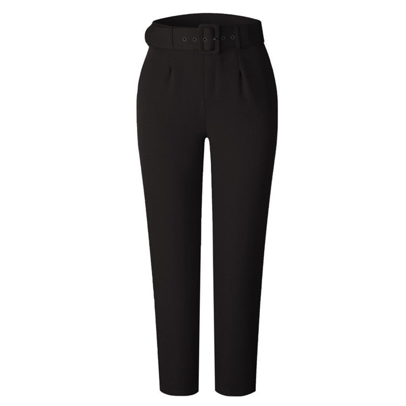 S-3XL Women Casual High Waist Solid Color Pants